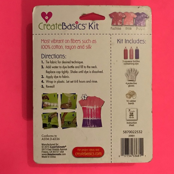 CreateBasics Tie Dye Kit Trial Size Pack TIE DYE CREATE UP! 5 PROJECT CTS 18 pc - Picture 2 of 3